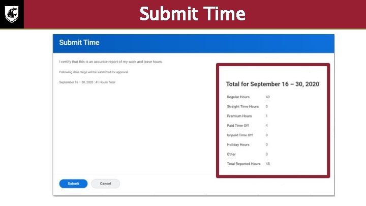 Submit Time The submit time screenshot with the total for the January example highlighted.