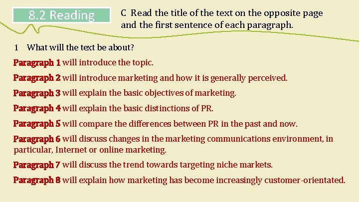 8. 2 Reading C Read the title of the text on the opposite page