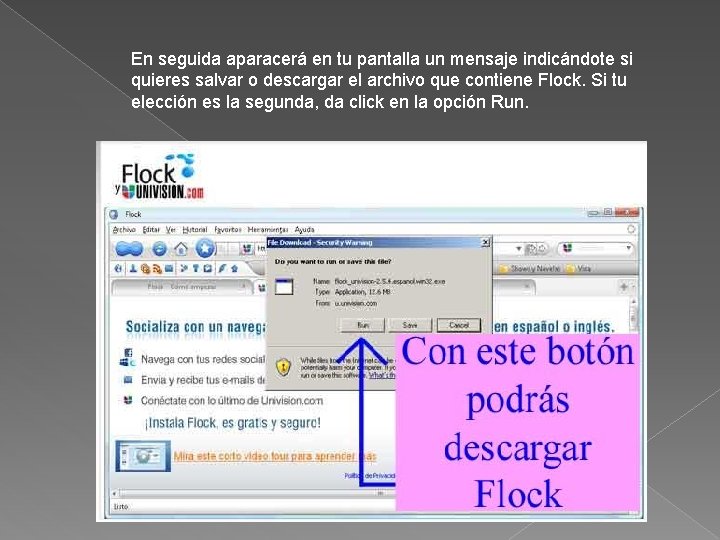 En seguida aparacerá en tu pantalla un mensaje indicándote si quieres salvar o descargar