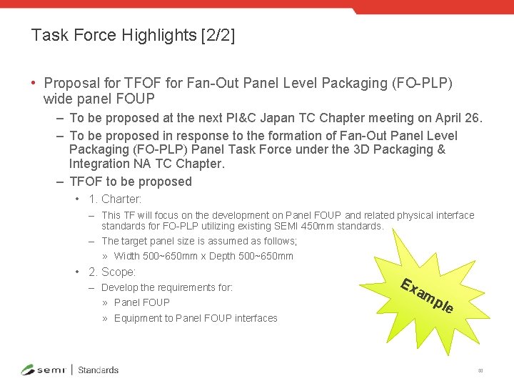 Task Force Highlights [2/2] • Proposal for TFOF for Fan-Out Panel Level Packaging (FO-PLP)