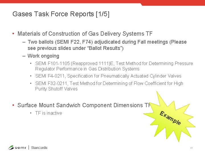 Gases Task Force Reports [1/5] • Materials of Construction of Gas Delivery Systems TF