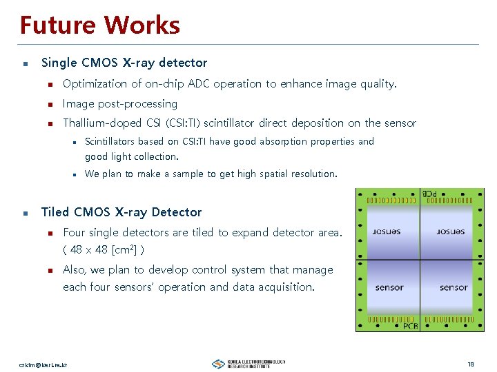Future Works n Single CMOS X-ray detector n Optimization of on-chip ADC operation to