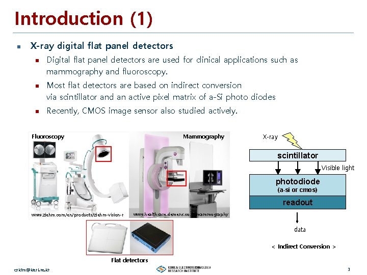 Introduction (1) n X-ray digital flat panel detectors n n n Digital flat panel