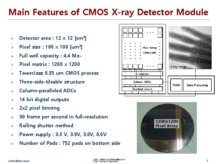 Main Features of CMOS X-ray Detector Module Ø Detector area : 12 x 12