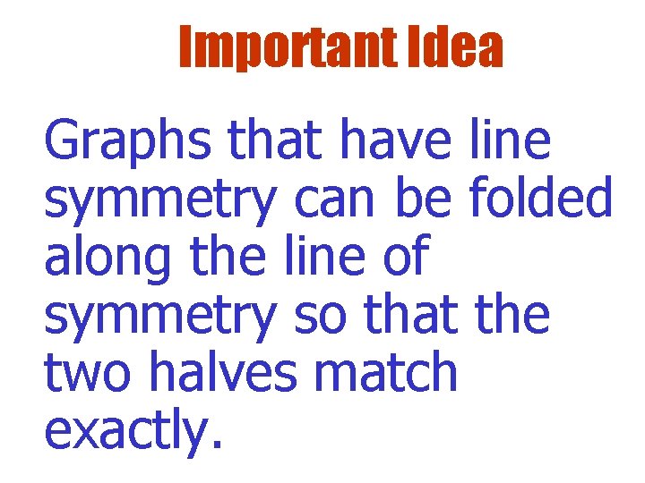Important Idea Graphs that have line symmetry can be folded along the line of