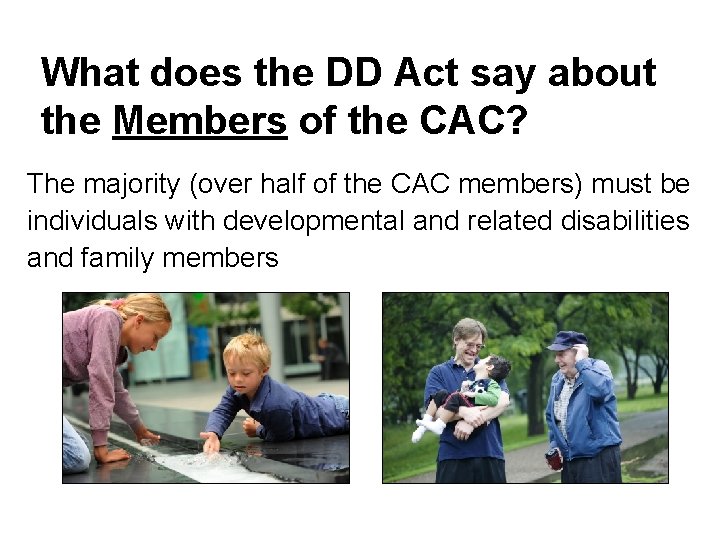 What does the DD Act say about the Members of the CAC? The majority