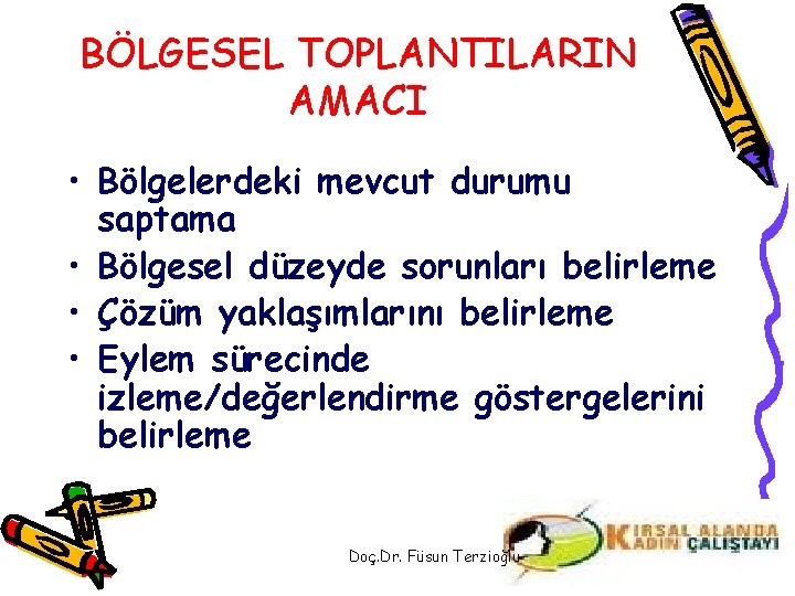 BÖLGESEL TOPLANTILARIN AMACI • Bölgelerdeki mevcut durumu saptama • Bölgesel düzeyde sorunları belirleme •