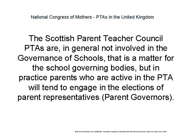 National Congress of Mothers - PTAs in the United Kingdom The Scottish Parent Teacher