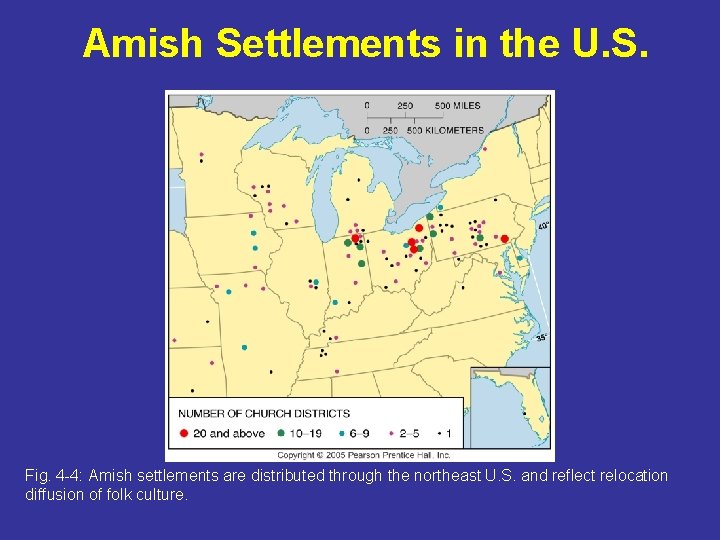 Amish Settlements in the U. S. Fig. 4 -4: Amish settlements are distributed through