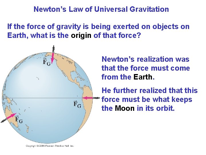 Newton’s Law of Universal Gravitation If the force of gravity is being exerted on