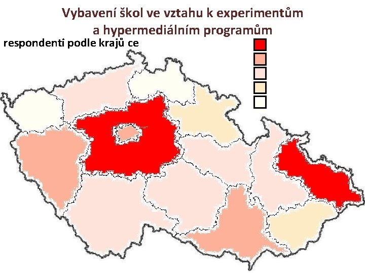 Vybavení škol ve vztahu k experimentům a hypermediálním programům respondenti podle krajů celkem v