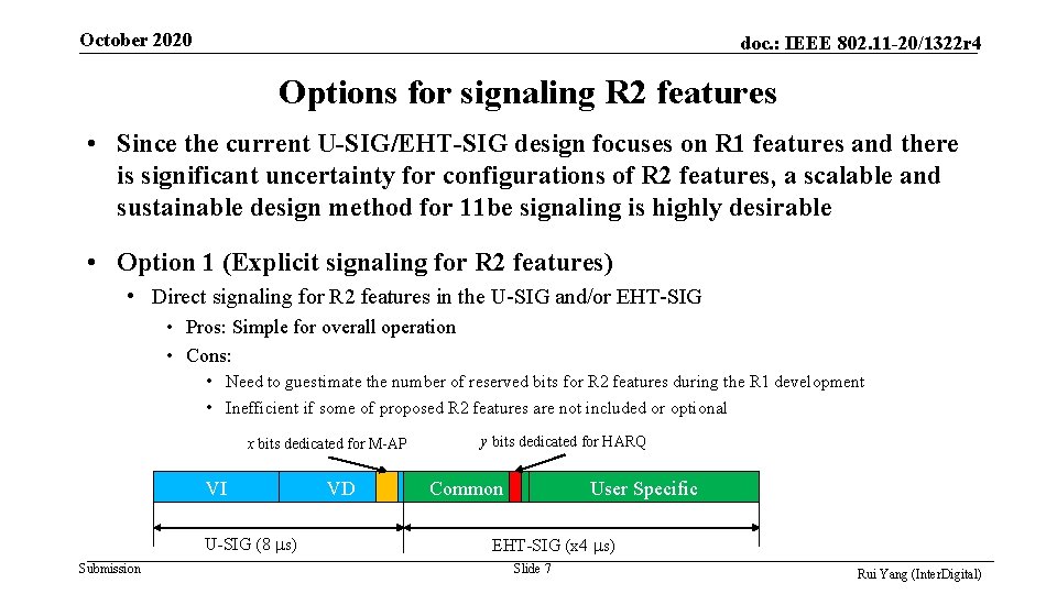 October 2020 doc. : IEEE 802. 11 -20/1322 r 4 Options for signaling R