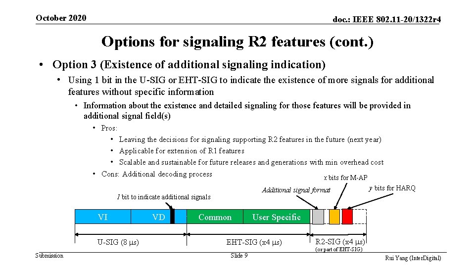 October 2020 doc. : IEEE 802. 11 -20/1322 r 4 Options for signaling R