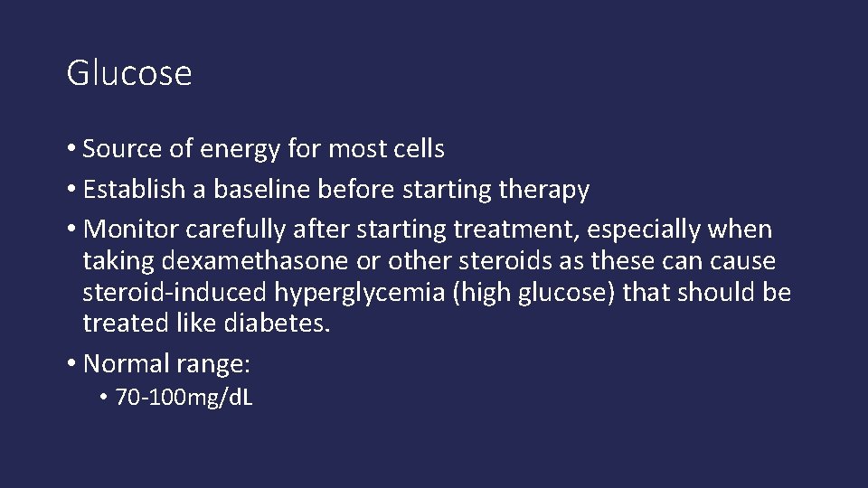 Glucose • Source of energy for most cells • Establish a baseline before starting