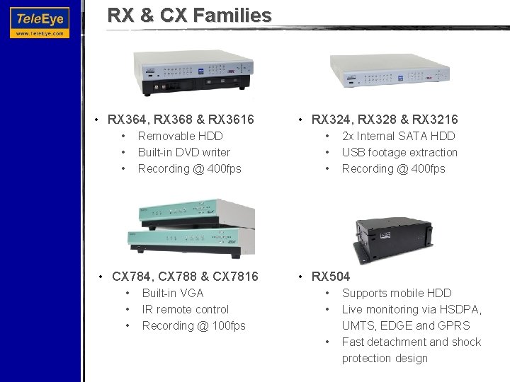 RX & CX Families • RX 364, RX 368 & RX 3616 • •