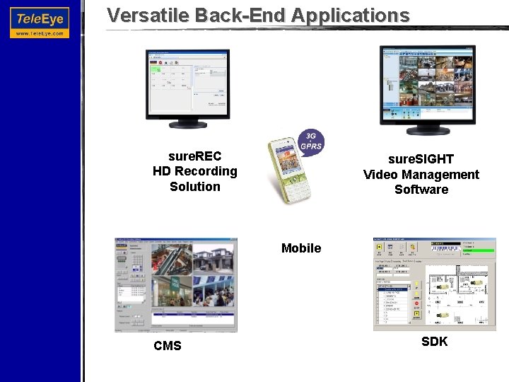Versatile Back-End Applications sure. REC HD Recording Solution sure. SIGHT Video Management Software Mobile