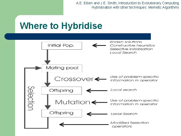 A. E. Eiben and J. E. Smith, Introduction to Evolutionary Computing Hybridisation with other