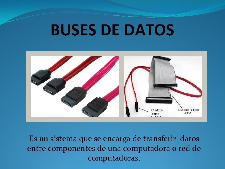 BUSES DE DATOS Es un sistema que se encarga de transferir datos entre componentes