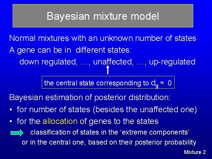 Bayesian mixture model Normal mixtures with an unknown number of states A gene can Bayesian mixture model Normal mixtures with an unknown number of states A gene can