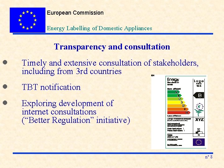 European Commission Energy Labelling of Domestic Appliances Transparency and consultation · · · Timely