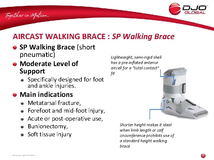 AIRCAST WALKING BRACE : SP Walking Brace (short pneumatic) Moderate Level of Support Specifically