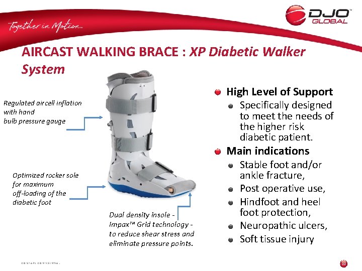 AIRCAST WALKING BRACE : XP Diabetic Walker System High Level of Support Regulated aircell