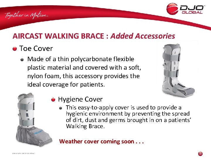 AIRCAST WALKING BRACE : Added Accessories Toe Cover Made of a thin polycarbonate flexible