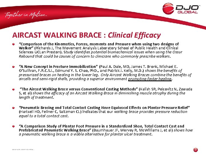 AIRCAST WALKING BRACE : Clinical Efficacy “Comparison of the Kinematics, Forces, moments and Pressure