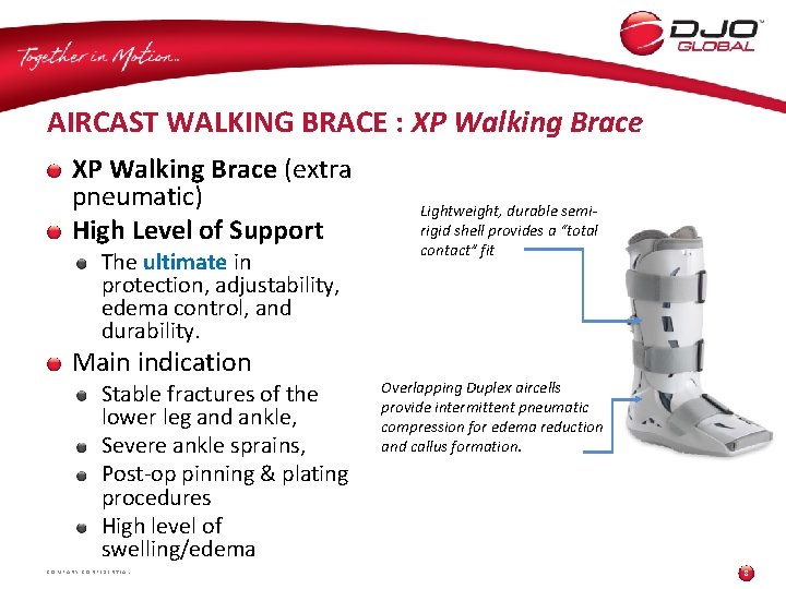 AIRCAST WALKING BRACE : XP Walking Brace (extra pneumatic) High Level of Support The