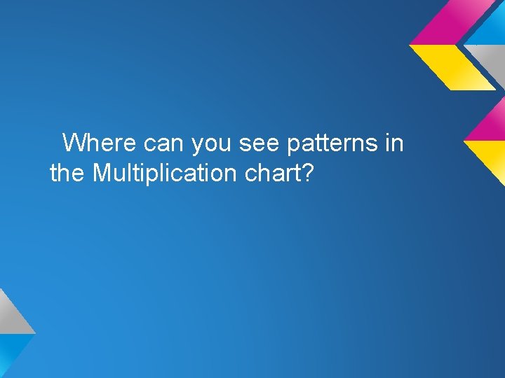 Where can you see patterns in the Multiplication chart? 