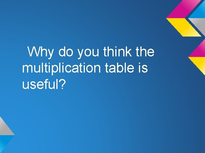 Why do you think the multiplication table is useful? 