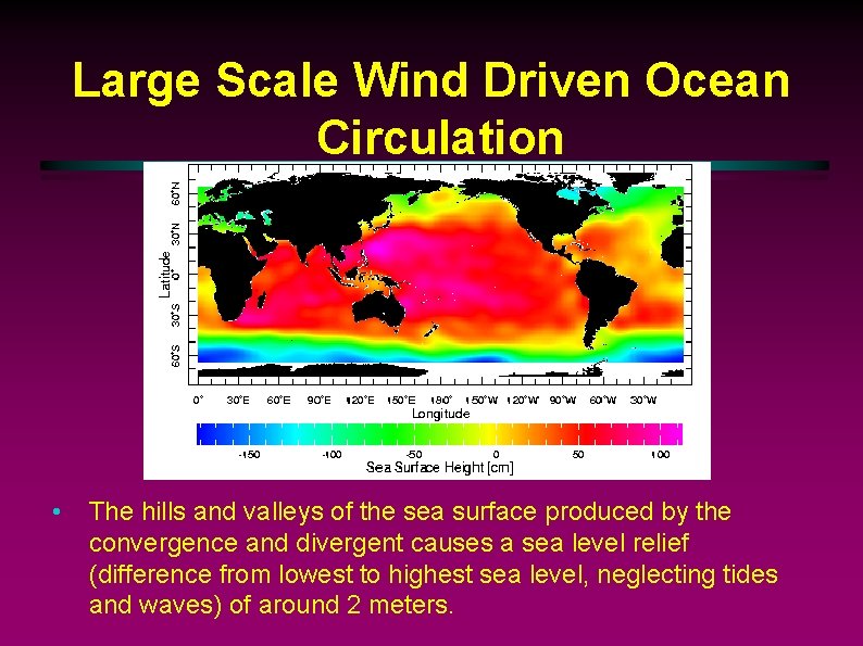 Large Scale Wind Driven Ocean Circulation • The hills and valleys of the sea