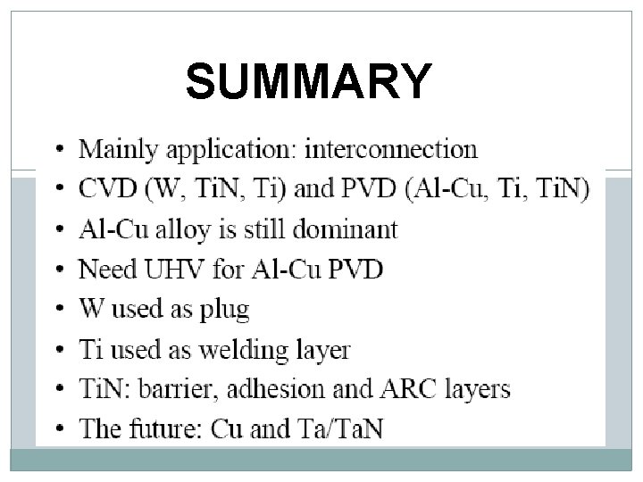 SUMMARY  SUMMARY