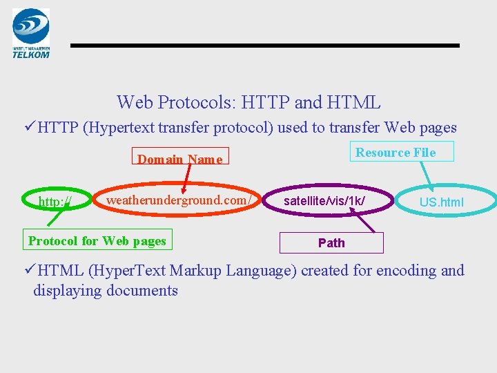 Web Protocols: HTTP and HTML üHTTP (Hypertext transfer protocol) used to transfer Web pages