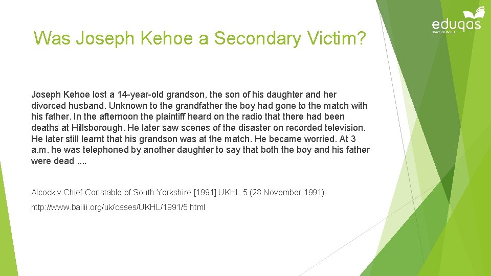 Was Joseph Kehoe a Secondary Victim? Joseph Kehoe lost a 14 -year-old grandson, the