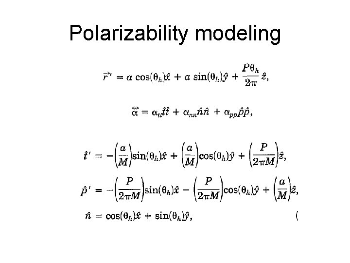 Polarizability modeling 