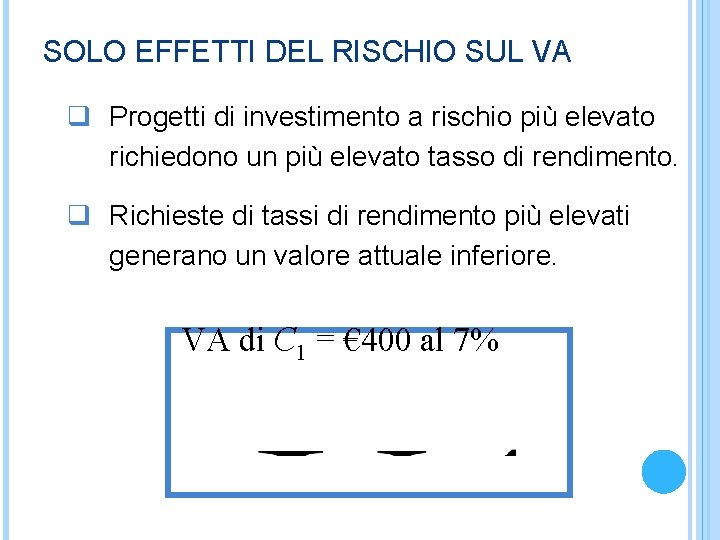 SOLO EFFETTI DEL RISCHIO SUL VA q Progetti di investimento a rischio più elevato