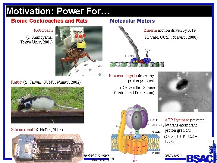 Motivation: Power For… Bionic Cockroaches and Rats Roboroach (I. Shimoyama, Tokyo Univ, 2001) Ratbot