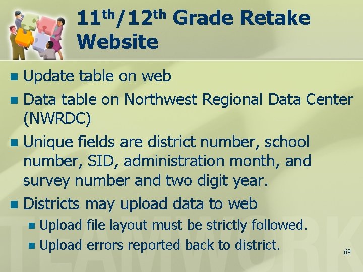 11 th/12 th Grade Retake Website Update table on web n Data table on