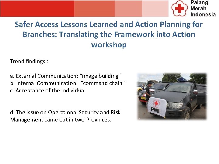 Safer Access Lessons Learned and Action Planning for Branches: Translating the Framework into Action