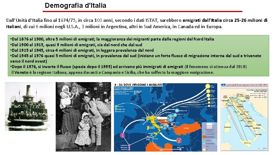 Demografia d'Italia Dall’Unità d’Italia fino al 1974/75, in circa 100 anni, secondo i dati