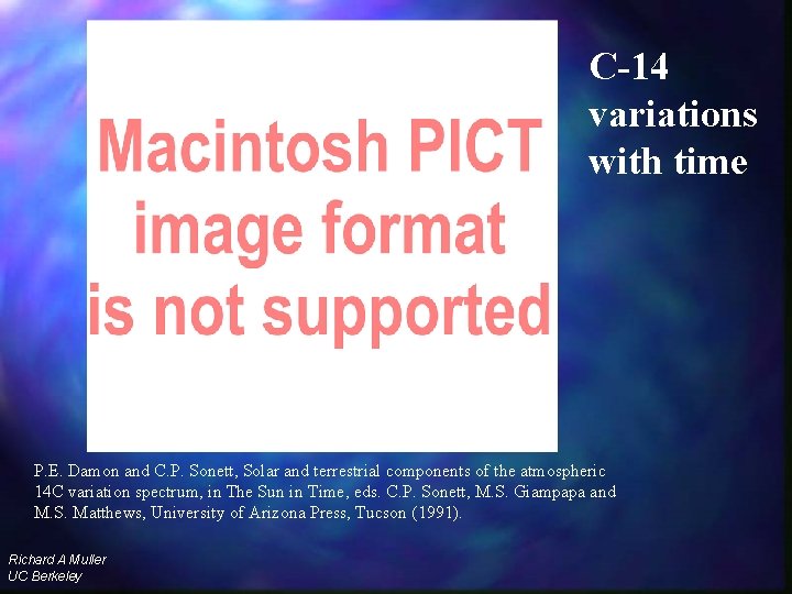 C-14 variations with time C-14 P. E. Damon and C. P. Sonett, Solar and