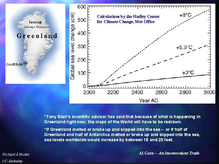 Calculations by the Hadley Center for Climate Change, Met Office Greenland “Tony Blair's scientific