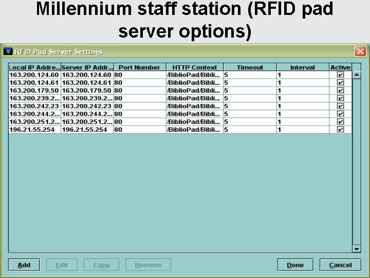 Millennium staff station (RFID pad server options) 