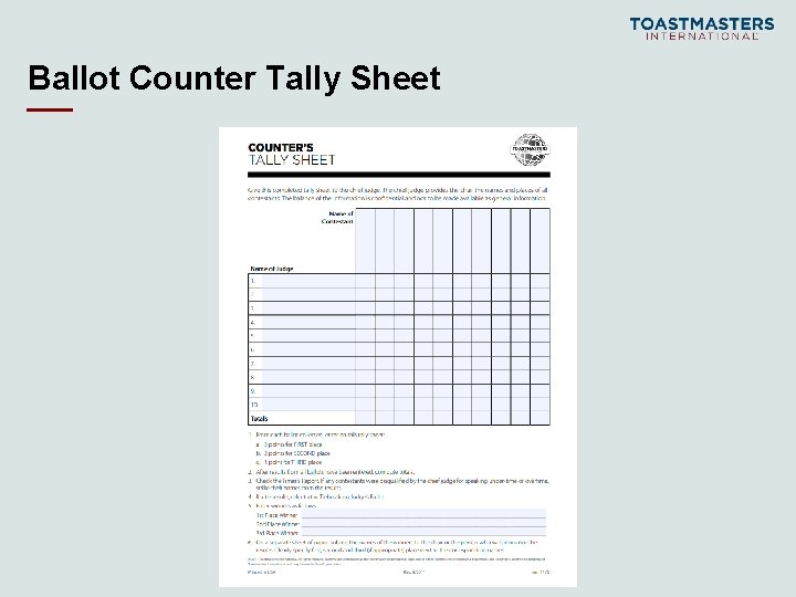 Ballot Counter Tally Sheet 