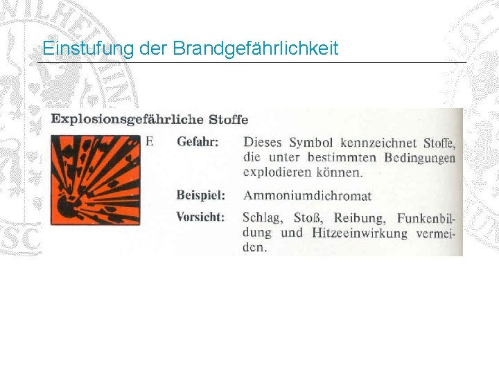 Einstufung der Brandgefährlichkeit 