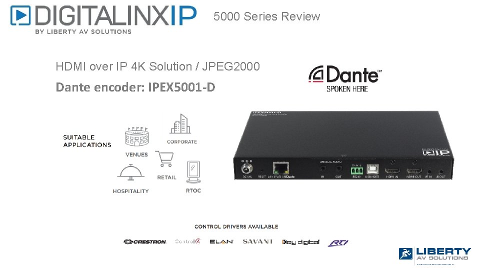 5000 Series Review HDMI over IP 4 K Solution / JPEG 2000 Dante encoder: