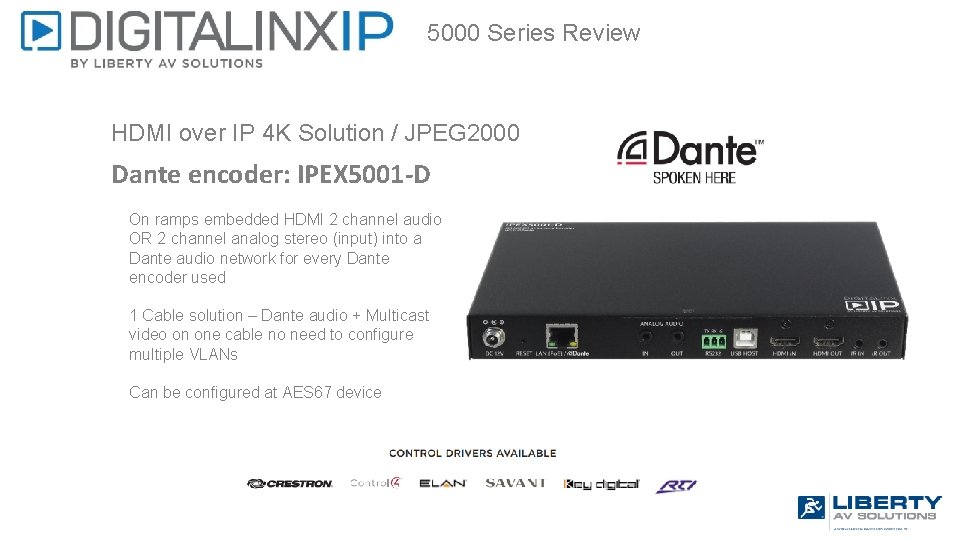 5000 Series Review HDMI over IP 4 K Solution / JPEG 2000 Dante encoder: