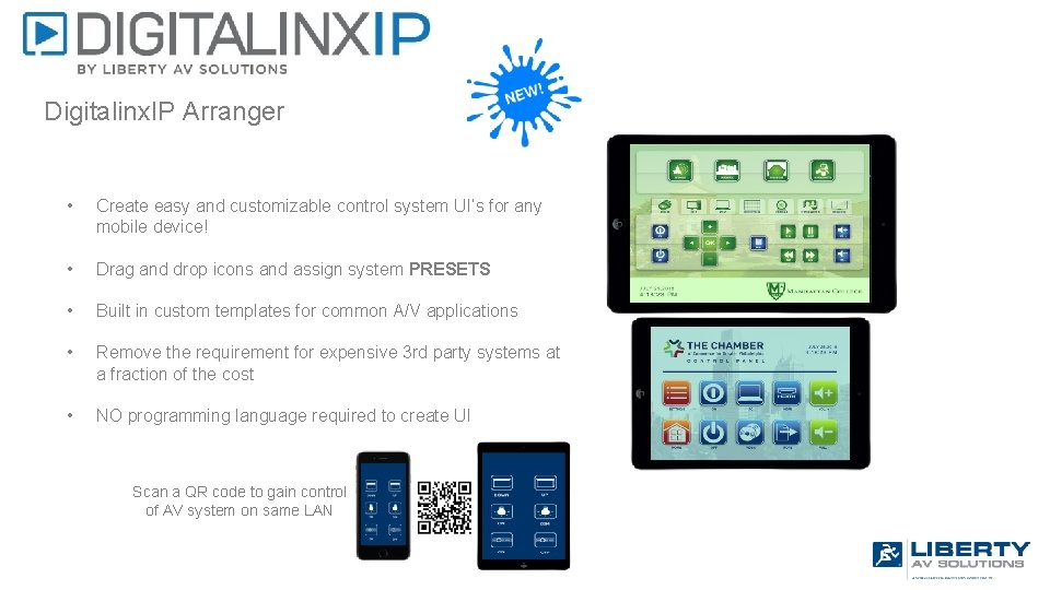Digitalinx. IP Arranger • Create easy and customizable control system UI’s for any mobile