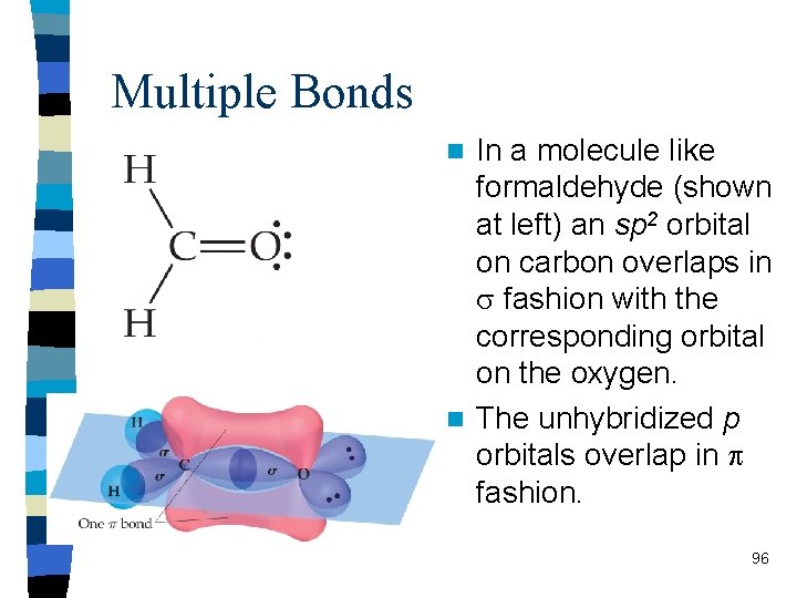 Multiple Bonds In a molecule like formaldehyde (shown at left) an sp 2 orbital